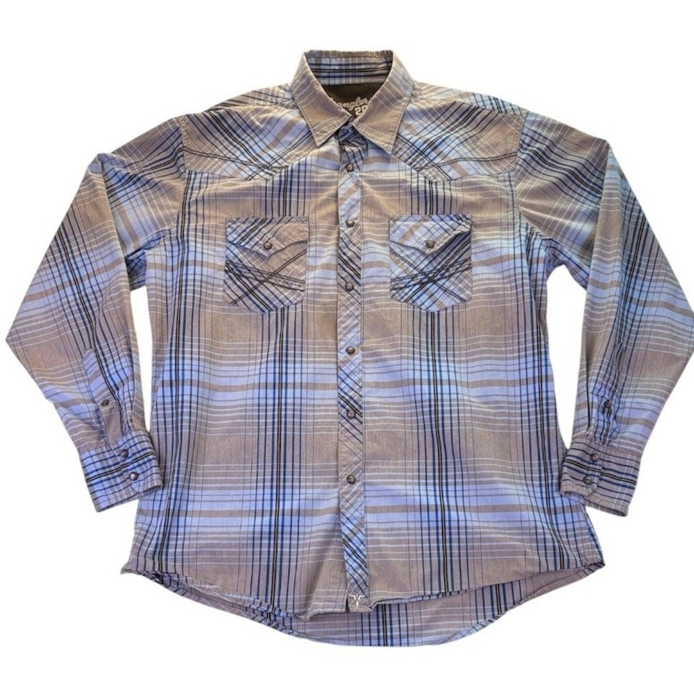Wrangler 20X Men's Plaid Western Pearl Snap Long Sleeve Shirt‎ L Southwestern